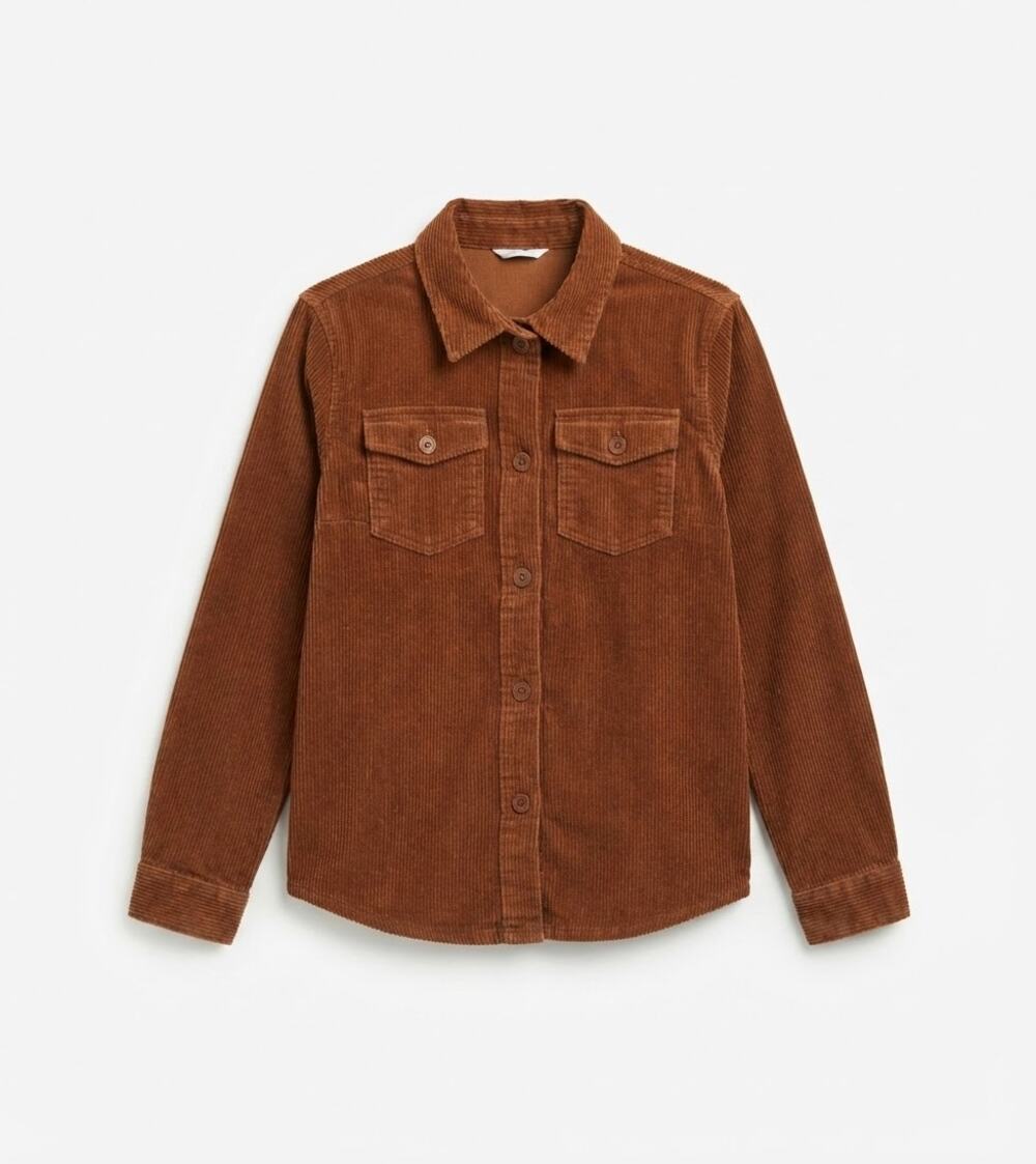 PacSun Kids Brown Corduroy Button Up Shirt Jacket Youth XL 12 Oversized Shacket